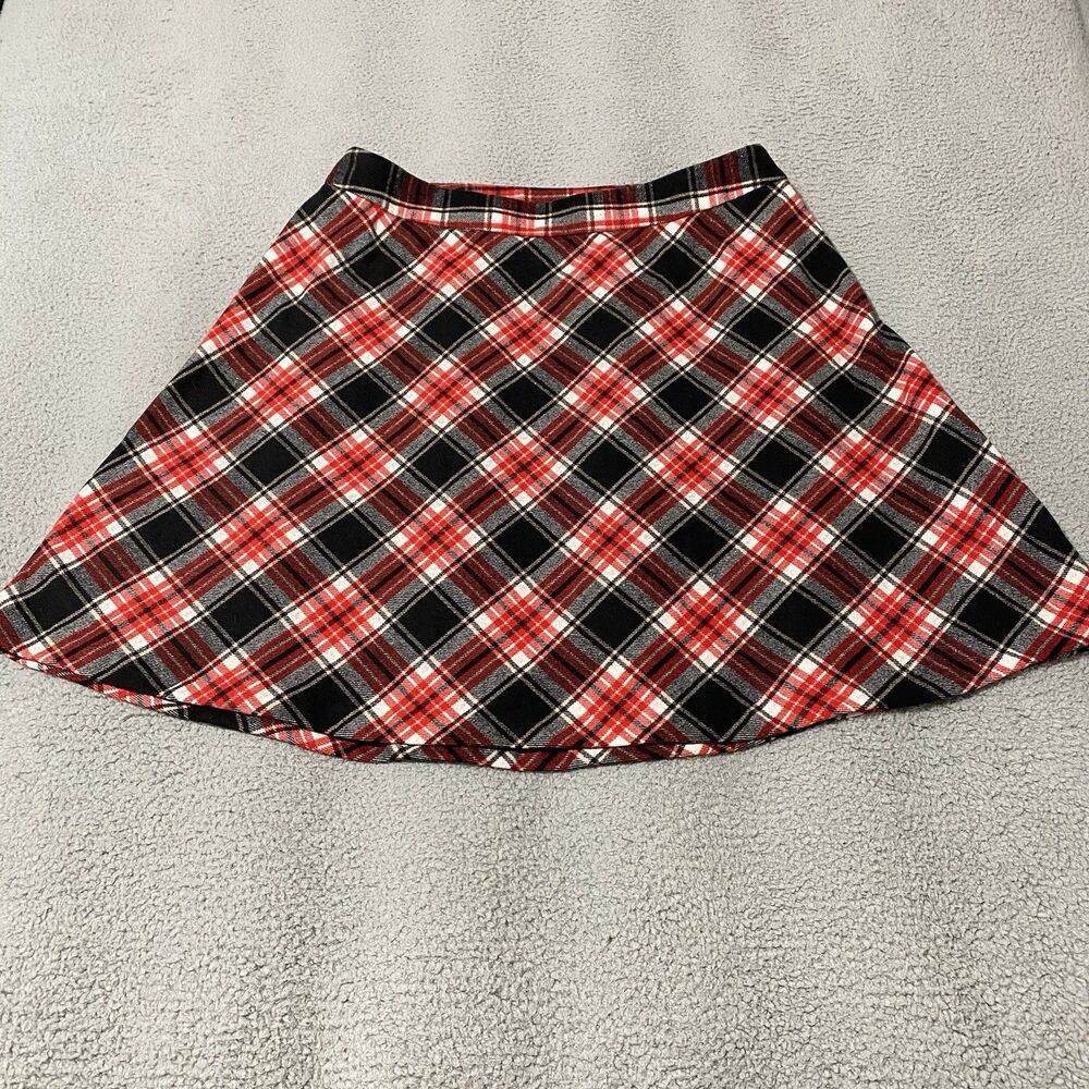 Jessica London Midi Skirt Womens 18W / 38 Red Wool Blend Plaid Tartan Academia